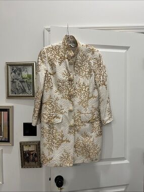Carlisle Cream Coat with Gold Coral Embroidery